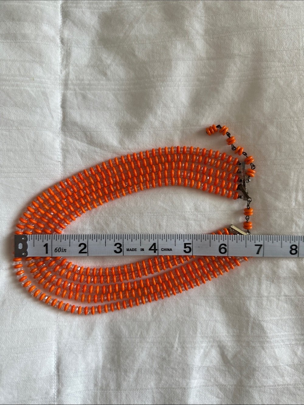 Laguna Five-Strand Orange Beaded Statement Necklace - Picture 3 of 5